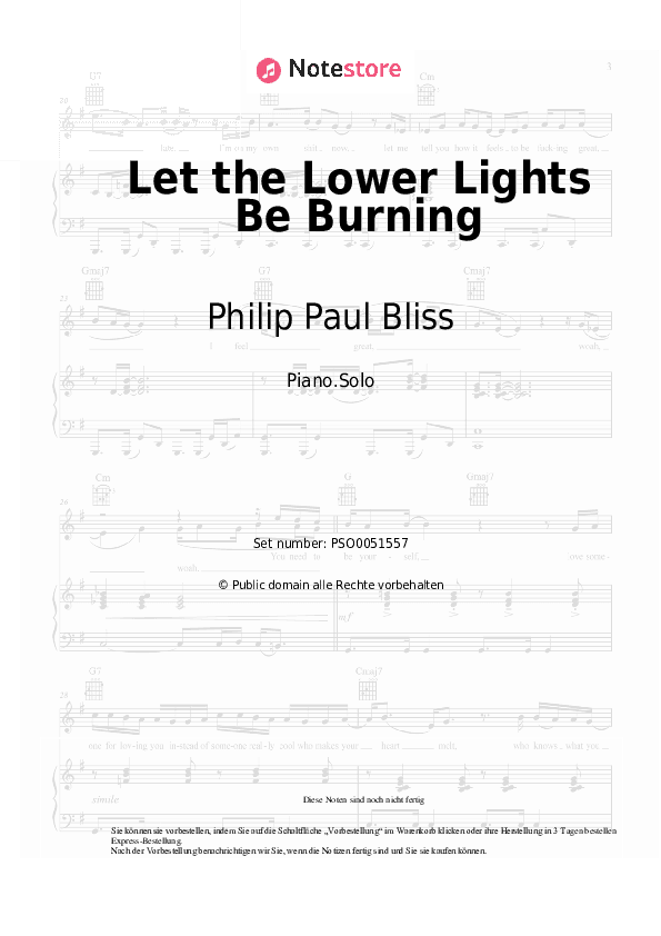 Noten Philip Paul Bliss - Let the Lower Lights Be Burning - Klavier.Solo