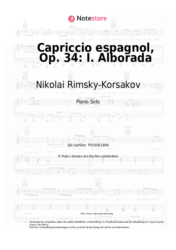 Noten Nikolai Rimsky-Korsakov - Capriccio espagnol, Op. 34: I. Alborada - Klavier.Solo