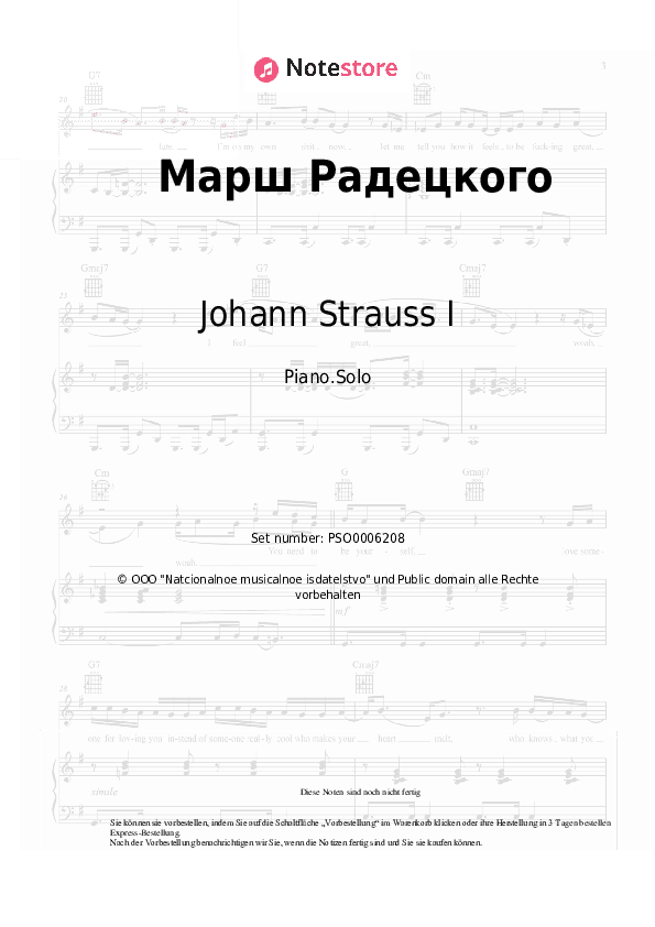 Noten Johann Strauss I - Radetzky March - Klavier.Solo