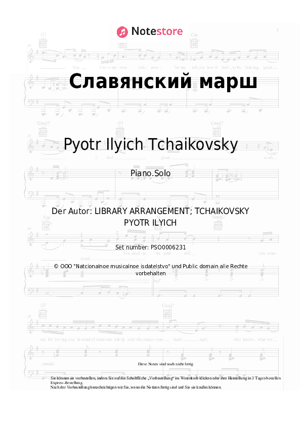 Noten Pyotr Ilyich Tchaikovsky - Marche slave - Klavier.Solo