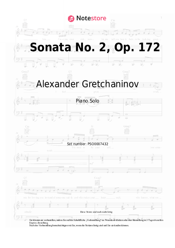Noten Alexander Gretchaninov - Sonata No. 2, Op. 172 - Klavier.Solo