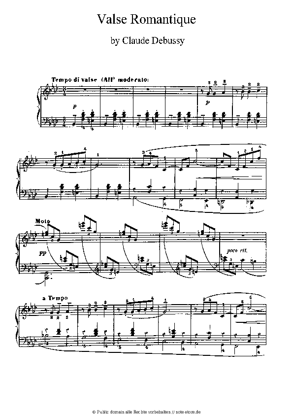 Noten Claude Debussy - Valse Romantique - Klavier.Solo