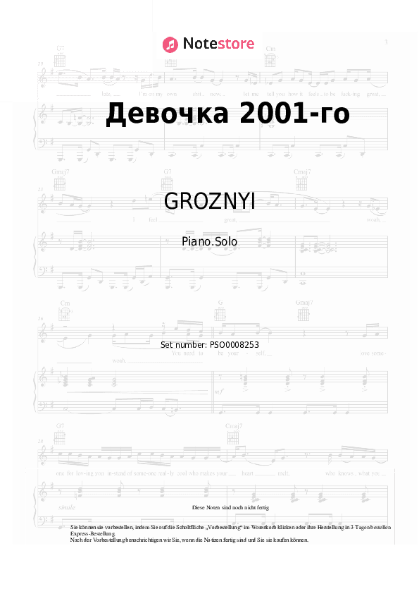 Noten GROZNYI - Девочка 2001-го - Klavier.Solo