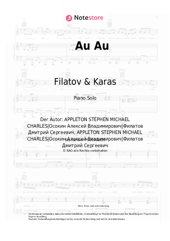 Noten Filatov & Karas - Au Au - Klavier.Solo