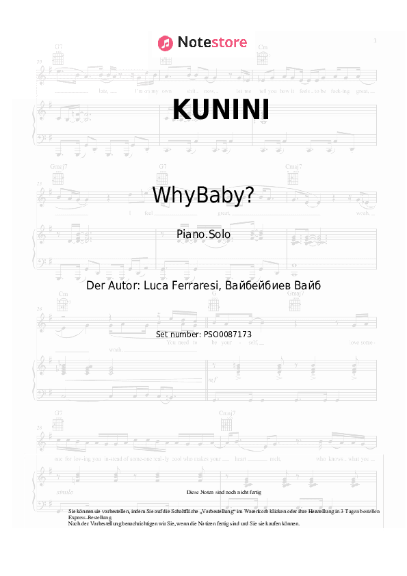 Noten WhyBaby? - KUNINI - Klavier.Solo