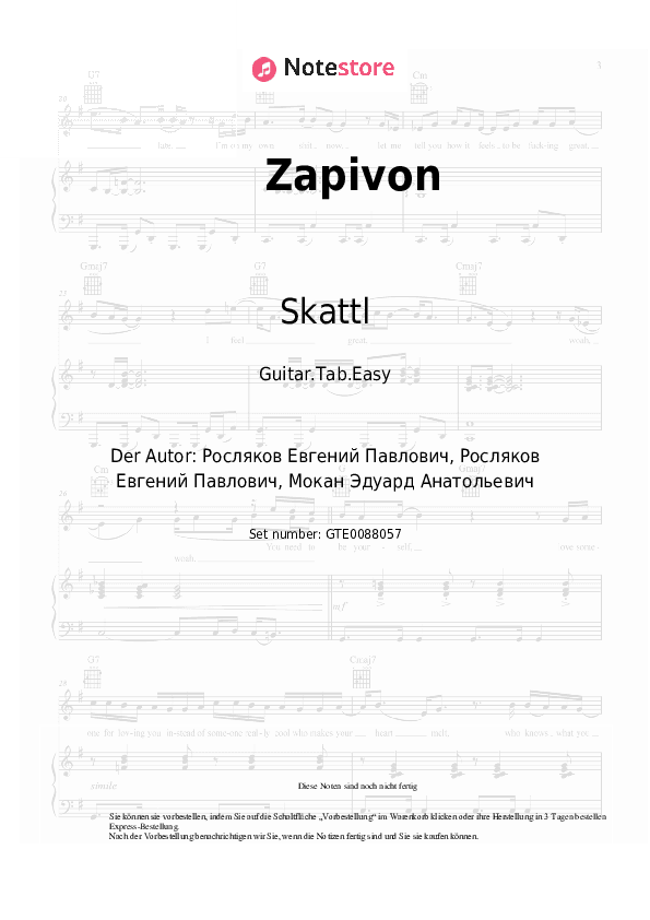 Einfache Tabs Skattl - Zapivon - Gitarre.Tabs.Easy