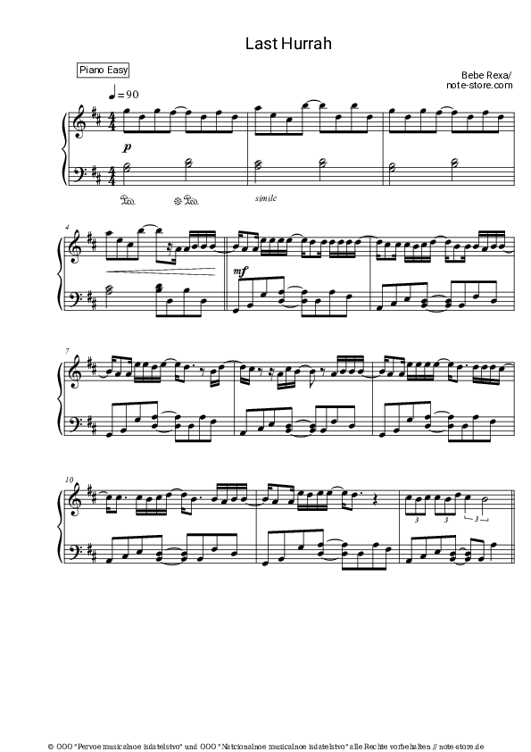 Einfache Noten Bebe Rexha - Last Hurrah - Klavier.Einfach