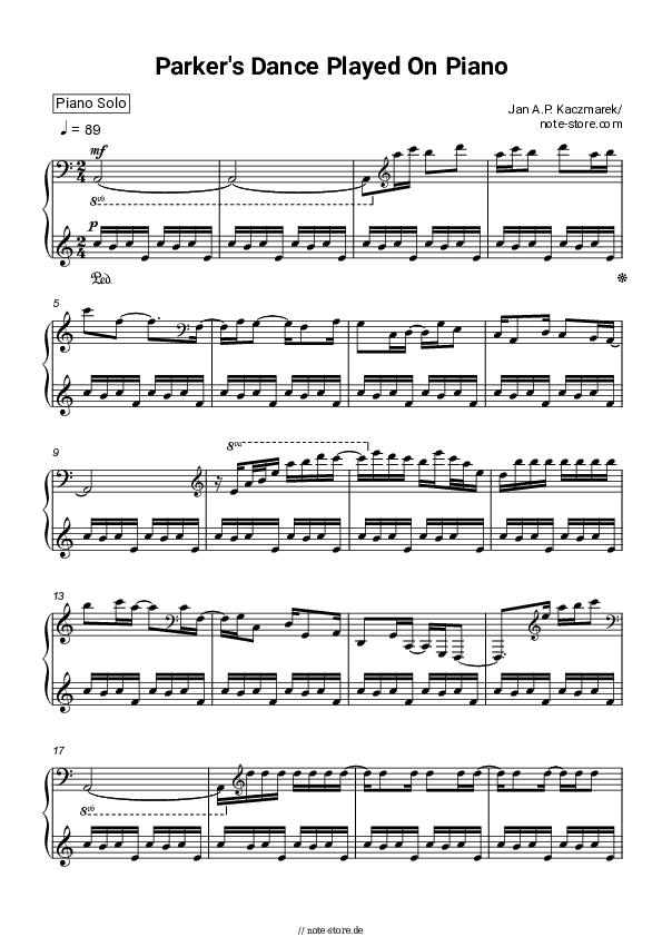 Noten Jan Kaczmarek - Parker's Dance Played on Piano - Klavier.Solo