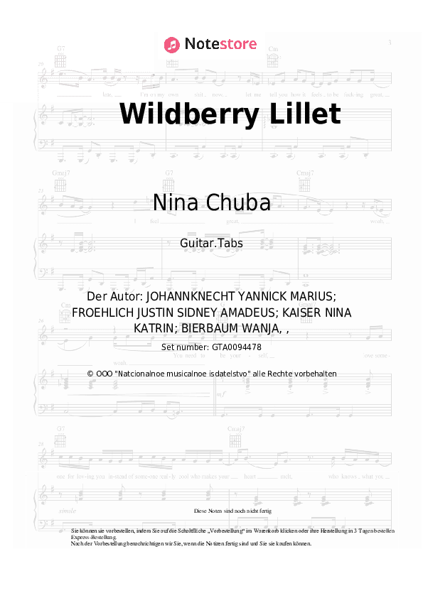 Tabs Nina Chuba - Wildberry Lillet - Gitarre.Tabs