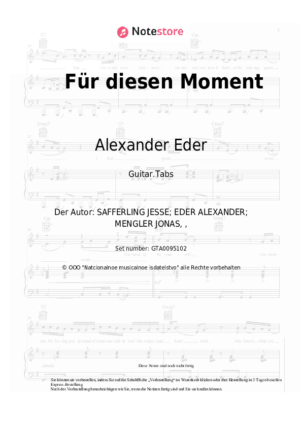 Tabs Alexander Eder - Für diesen Moment - Gitarre.Tabs