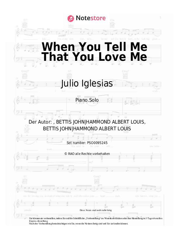 Noten Julio Iglesias, Dolly Parton - When You Tell Me That You Love Me - Klavier.Solo