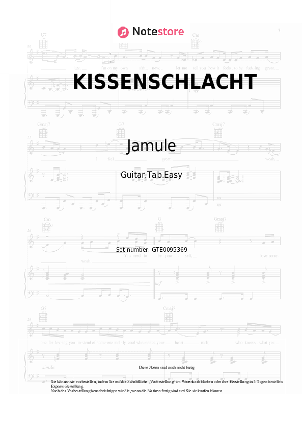 Einfache Tabs Jamule, Fourty - KISSENSCHLACHT - Gitarre.Tabs.Easy