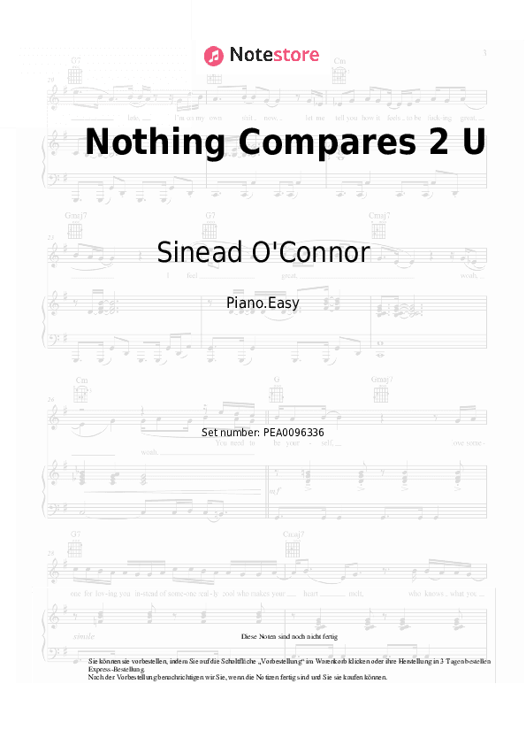 Einfache Noten Sinead O'Connor - Nothing Compares 2 U - Klavier.Einfach