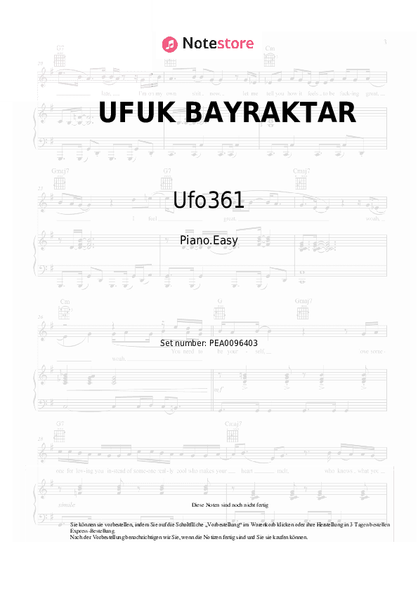 Einfache Noten Ufo361 - UFUK BAYRAKTAR - Klavier.Einfach