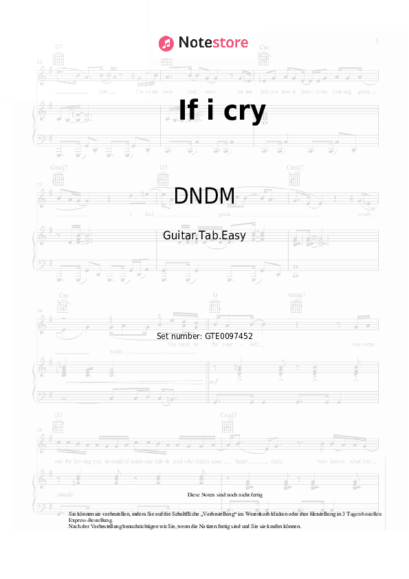 Einfache Tabs DNDM - If i cry - Gitarre.Tabs.Easy