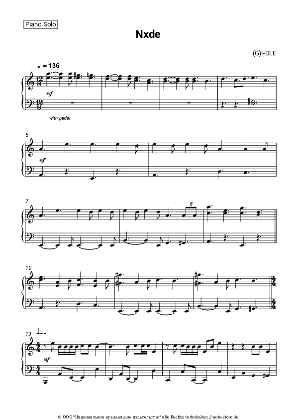 Noten (G)I-DLE - Nxde - Klavier.Solo