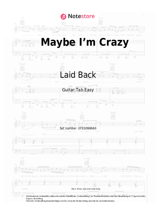 Einfache Tabs Laid Back - Maybe I’m Crazy - Gitarre.Tabs.Easy