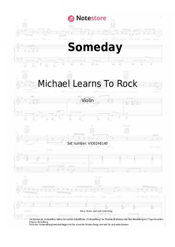 Noten Michael Learns To Rock - Someday - Violine