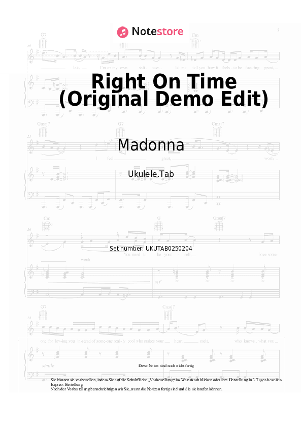 Noten Madonna - Right On Time (Original Demo Edit) - Ukulele.Tabs