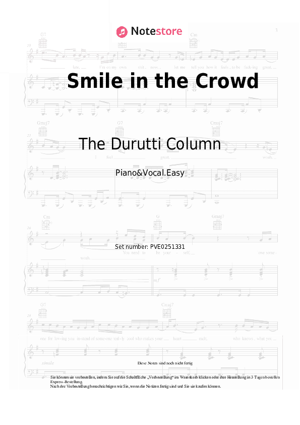 Einfache Noten The Durutti Column - Smile in the Crowd - Klavier&Gesang.Einfach