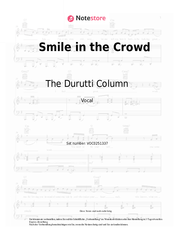 Noten The Durutti Column - Smile in the Crowd - Gesang