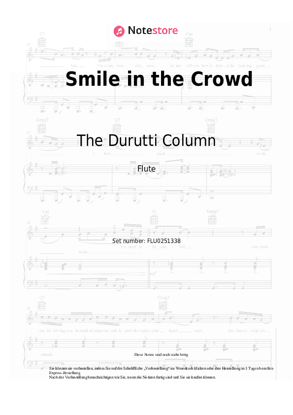 Noten The Durutti Column - Smile in the Crowd - Flöte