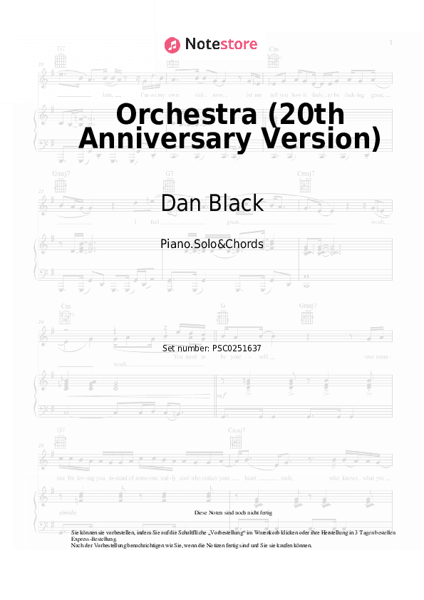 Noten und Akkorde Dan Black, Louane - Orchestra (20th Anniversary Version) - Klavier.Solo&Akkorde