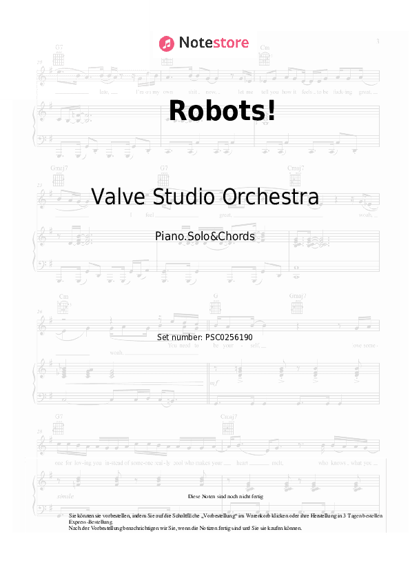 Noten und Akkorde Valve Studio Orchestra - Robots! - Klavier.Solo&Akkorde