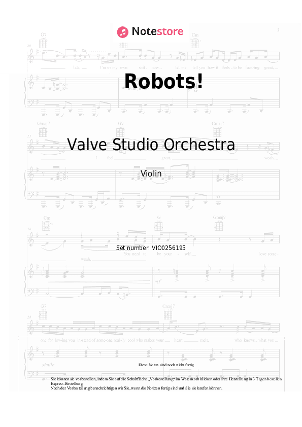 Noten Valve Studio Orchestra - Robots! - Violine