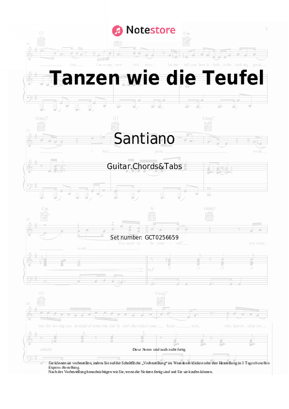 Akkorde Santiano - Tanzen wie die Teufel - Gitarren.Akkorde&Tabas