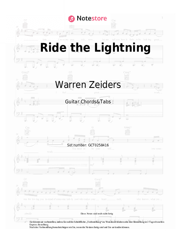 Akkorde Warren Zeiders - Ride the Lightning - Gitarren.Akkorde&Tabas