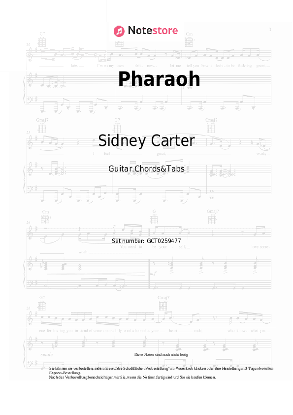 Akkorde Sidney Carter - Pharaoh - Gitarren.Akkorde&Tabas