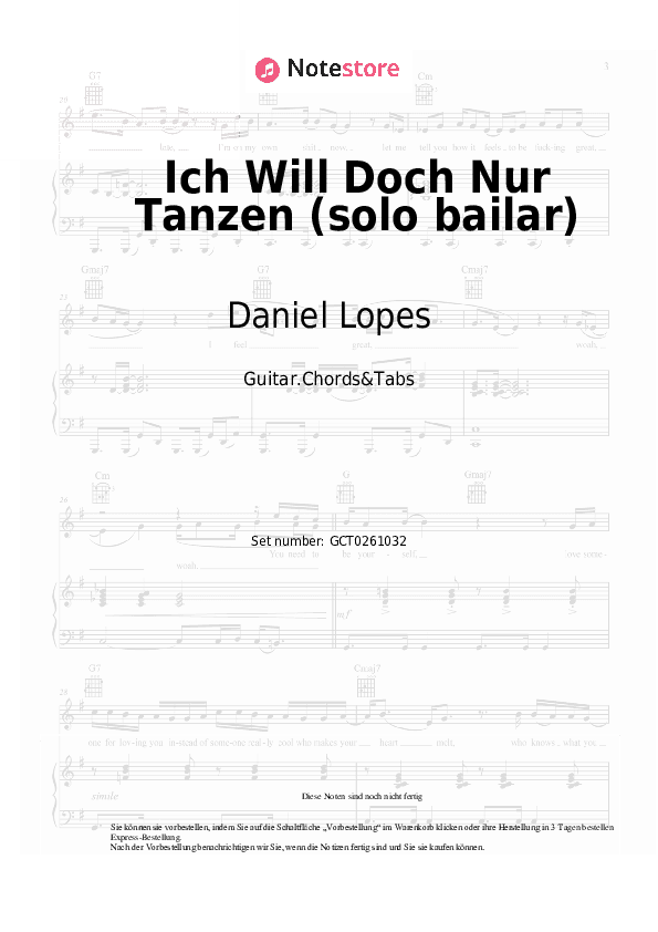 Akkorde Daniel Lopes - Ich Will Doch Nur Tanzen (solo bailar) - Gitarren.Akkorde&Tabas