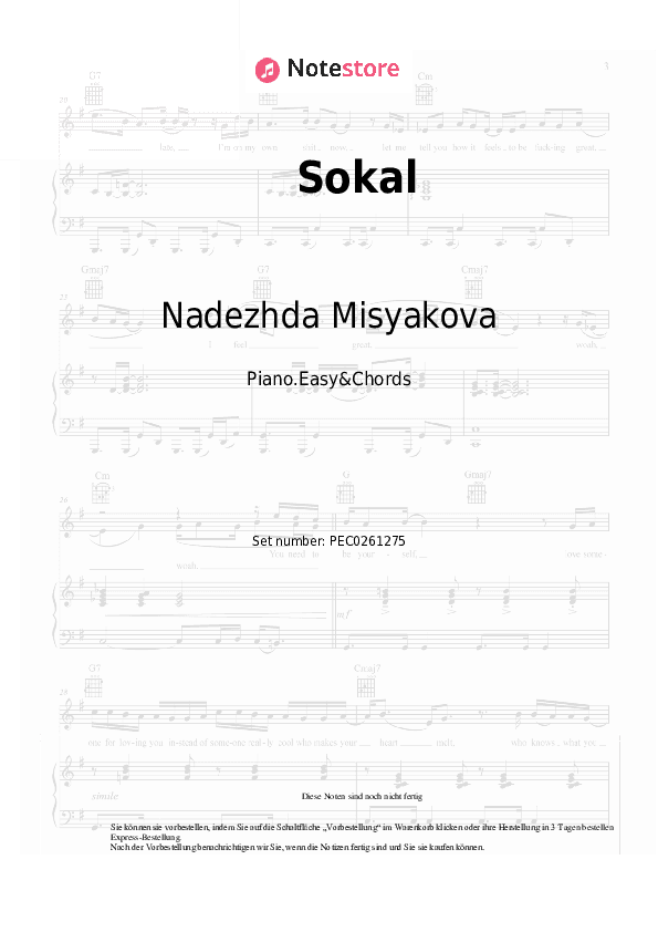 Einfache Noten und Akkorde Nadezhda Misyakova - Sokal - Klavier.Einfach&Akkorde