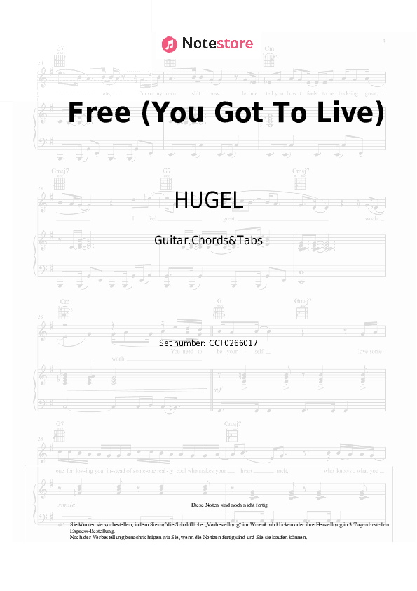 Akkorde HUGEL, Ultra Naté - Free (You Got To Live) - Gitarren.Akkorde&Tabas