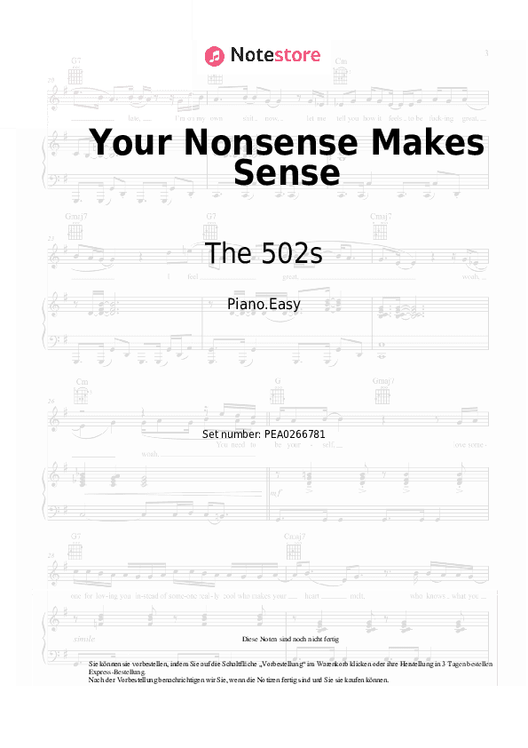 Einfache Noten The 502s - Your Nonsense Makes Sense - Klavier.Einfach