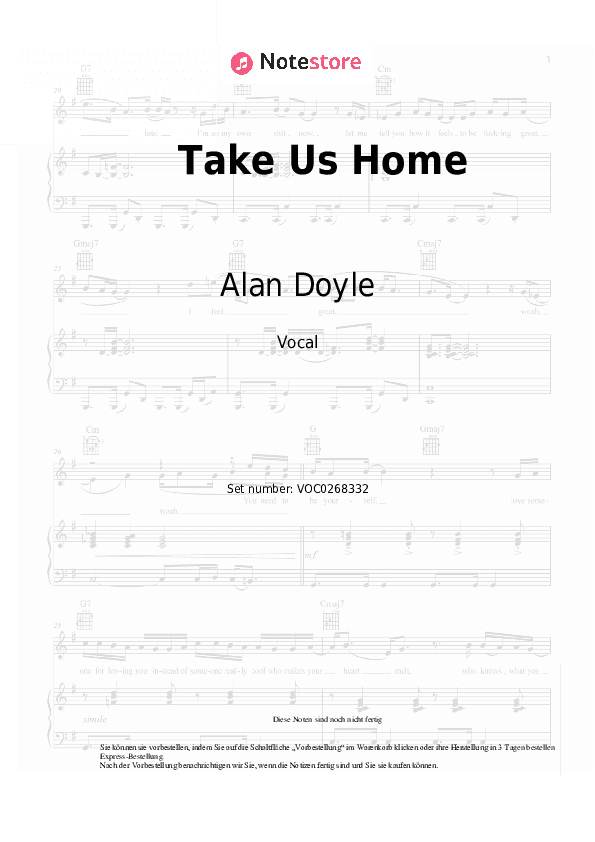 Noten Alan Doyle - Take Us Home - Gesang