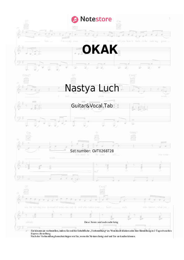Akkorde und Gesang Nastya Luch - ОКАК - Gitarre&Gesang.Tabs