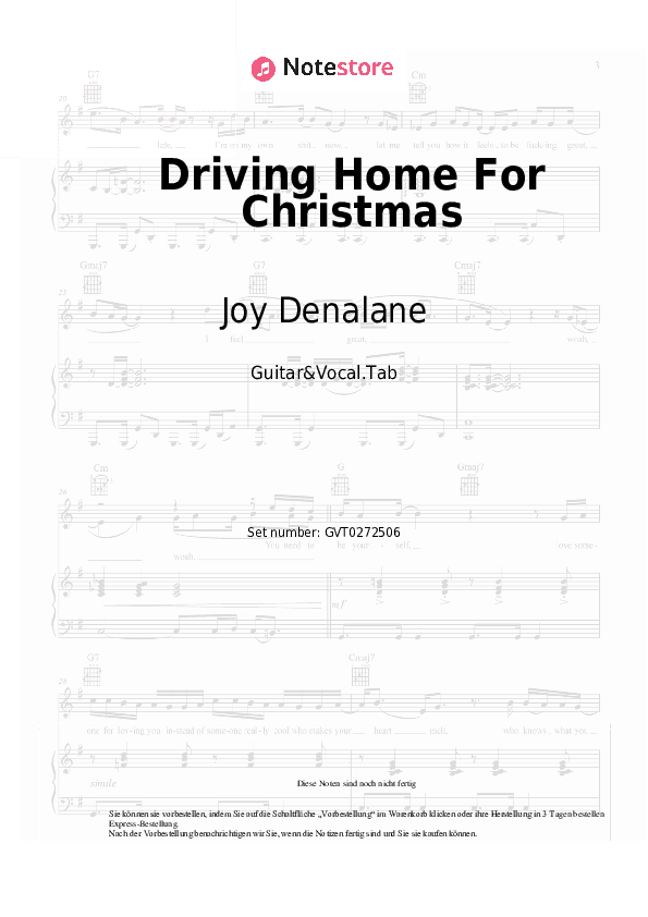 Akkorde und Gesang Joy Denalane, Rea Garvey, Esther Graf - Driving Home For Christmas - Gitarre&Gesang.Tabs