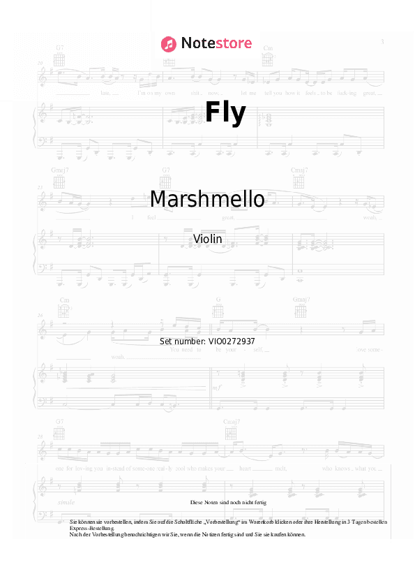 Noten Marshmello, Leah Culver - Fly - Violine