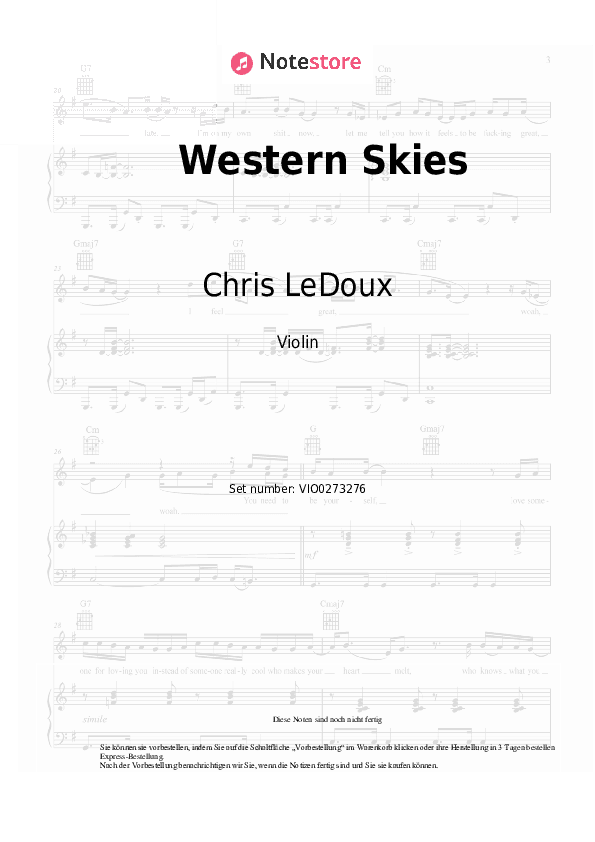 Noten Chris LeDoux - Western Skies - Violine