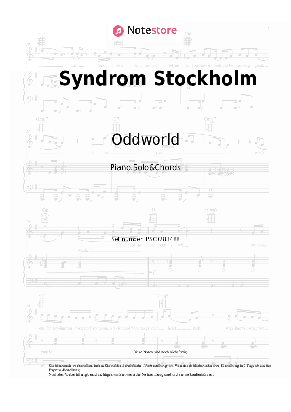 Noten und Akkorde Oddworld, Haftbefehl - Syndrom Stockholm - Klavier.Solo&Akkorde