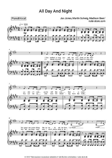 Noten, Akkorde Jax Jones, Martin Solveig, Madison Beer - All Day and Night