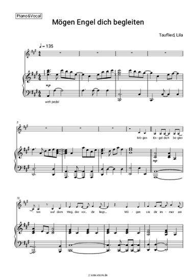 Noten, Akkorde Lila - Mögen Engel dich begleiten