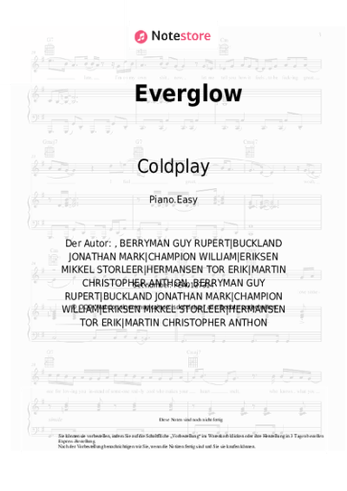 Noten, Akkorde Coldplay - Everglow