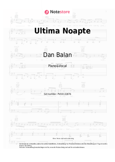 Noten, Akkorde Dan Balan, Irina Rimes - Ultima Noapte