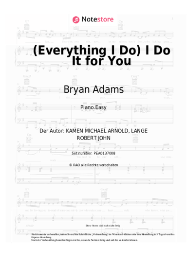 Noten, Akkorde Bryan Adams - (Everything I Do) I Do It for You