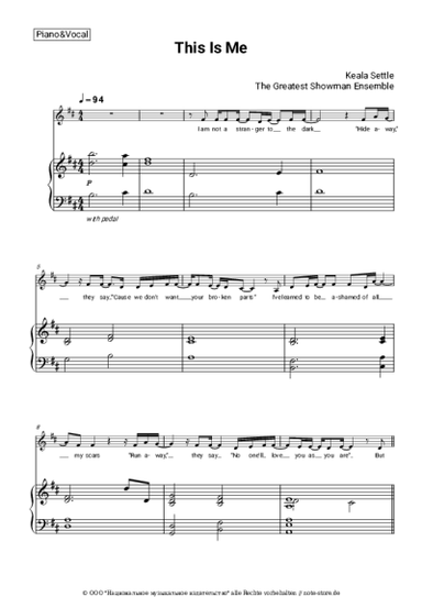 Noten, Akkorde Keala Settle, The Greatest Showman Ensemble - This Is Me