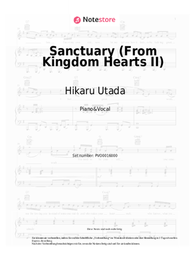 Noten, Akkorde Hikaru Utada - Sanctuary (From Kingdom Hearts II)