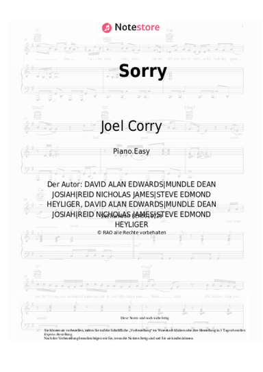 Noten, Akkorde Joel Corry - Sorry
